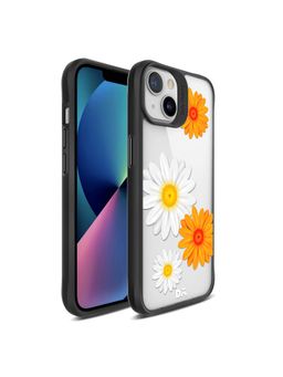 DailyObjects - Clear Painted Flowers Black Hybrid Clear Case Cover for iPhone 13 Mini 5.4 inch