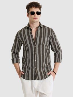 Snitch - Brown Stripes Slim Fit Shirt