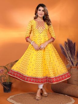 Rangita - Women Yellow Embroidered Anarkali Kurta