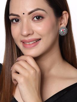 VIRAASI - Oxidised Meenakari Enameling Stud Earrings