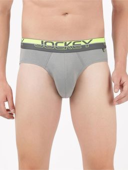 Jockey - FP02 Mens Super Cotton Rib Solid Brief with Ultrasoft Waistband-Grey