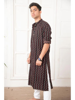 Tanoti - Men Cotton Full Sleeves Stylish Neck Kurta