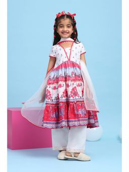 Biba - Girls White Cotton Kurta and Pyjama with Dupatta
