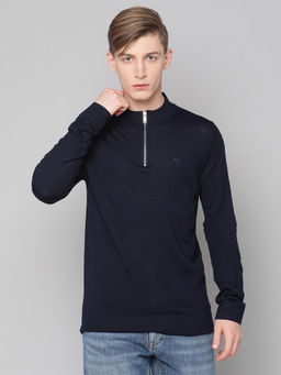 LINDBERGH - Navy Solid Round Neck Sweater