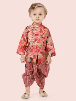 ETHNIKS NEURON - Boys Motif Long Sleeve Floral Printed Kurta and Dhoti