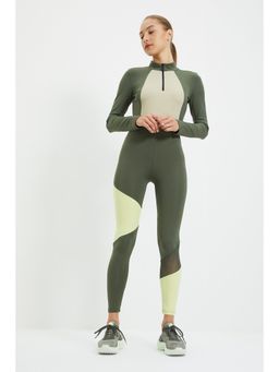 Trendyol - Khaki Skinny Fit Colorblock High Waist Leggings