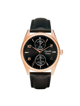Alexandre Christie - Multi Function Dress Watch For Men Rose Gold Bezel Dial Rich Black Colorway