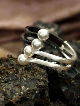 Anika's Creations - Anika's Creation Designer Dual Tone Pearl Studded Plated Bracelet