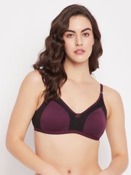 Clovia - Cotton Solid Non-Padded Full Cup Wire Free Full Figure Bra - Purple