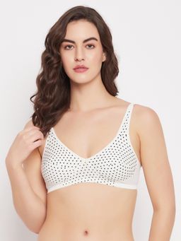 Clovia - Cotton Printed Non-Padded Full Cup Wire Free Full Figure Bra - White