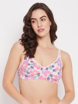 Clovia - Cotton Printed Non-Padded Full Cup Wire Free Full Figure Bra - Pink