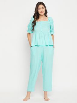 Clovia - Rayon Solid Top & Pyjama (Set of 2)