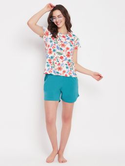 Clovia - Cotton Printed Top & Shorts (Set of 2)
