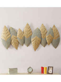 HomeTown - Royce Metal Leaf Wall Decor in Grey Colour
