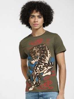 Jack & Jones - Green Graphic Print Crew Neck T-shirt