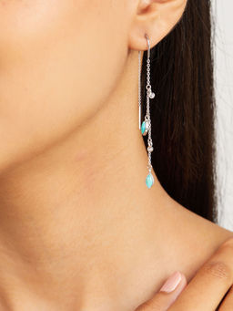 Mia by Tanishq - Twilight Sparkle Silver Drop Earrings