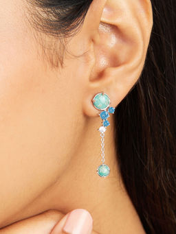 Mia by Tanishq - Sea Sparkle Silver Drop Earrings