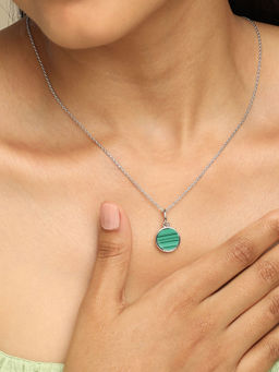 Mia by Tanishq - Malachite Magic Silver Necklace