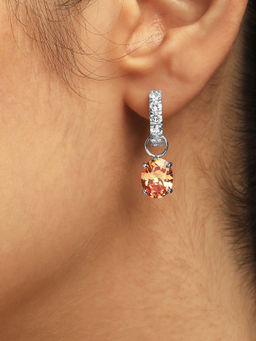 Mia by Tanishq - Trendy Sparkle Champagne Silver Hoop Earrings