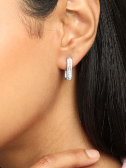 Mia by Tanishq - Sinuous Chic Silver Hoop Earrings