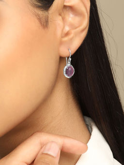 Mia by Tanishq - Purple Pop Silver Drop Earrings