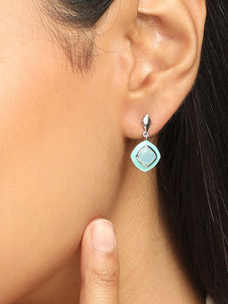 Mia by Tanishq - Aqua Luxe Silver Drop Earrings