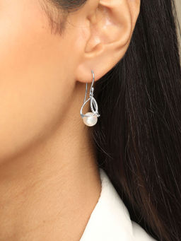 Mia by Tanishq - Ivory Pearl Silver Drop Earrings