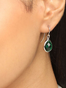 Mia by Tanishq - Verdant Glow Silver Drop Earrings