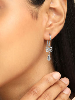 Mia by Tanishq - Crystal Glow Silver Drop Earrings