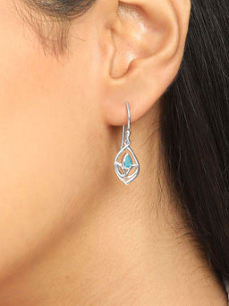 Mia by Tanishq - Sleek Sparkle Silver Drop Earrings