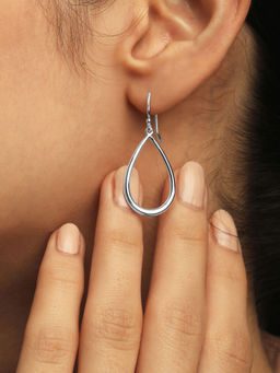 Mia by Tanishq - Timeless Teardrop Silver Drop Earrings