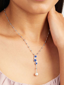 Mia by Tanishq - Blue Horizon Silver Necklace