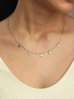 Mia by Tanishq - Teardrop Charm Silver Necklace