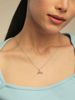 Mia by Tanishq - Playful Dolphin Silver Necklace