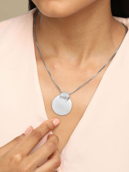 Mia by Tanishq - Bold Matte Silver Pendant