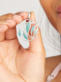 Mia by Tanishq - Lush Aqua Silver Pendant