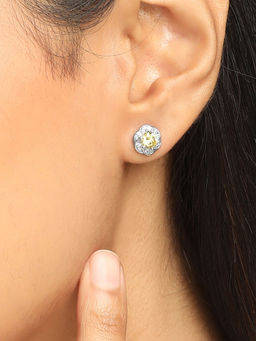Mia by Tanishq - Sunlit Grace Silver Stud Earrings