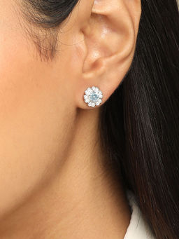 Mia by Tanishq - Icy Glow Silver Stud Earrings