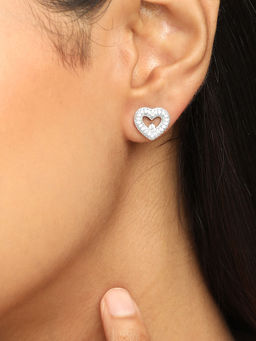 Mia by Tanishq - Glowing Heart Silver Stud Earrings