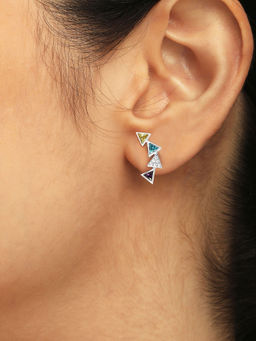 Mia by Tanishq - Electric Pop Silver Stud Earrings