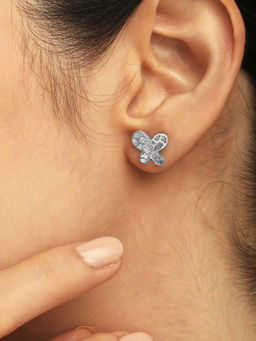 Mia by Tanishq - Whimsical Wings Silver Stud Earrings