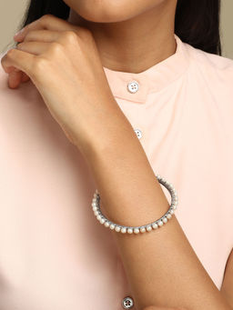 Mia by Tanishq - Infinite Pearl Silver Bangle