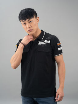 ROOKIES - Black Half Sleeves Pique Polo Tee