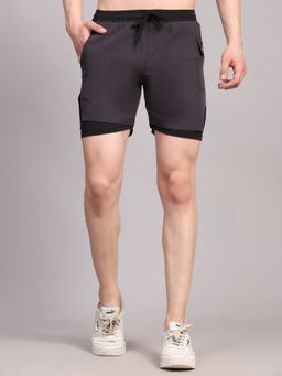 Dpassion - Grey Double Layer Men Gym Shorts