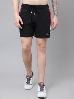 Dpassion - Men Black Polyester Quick Dry Gym and Running Sports Shorts