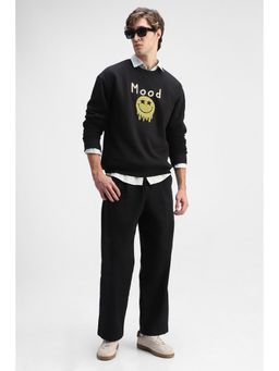 Snitch - Black Printed Full Sleeves Sweatshirt for Men