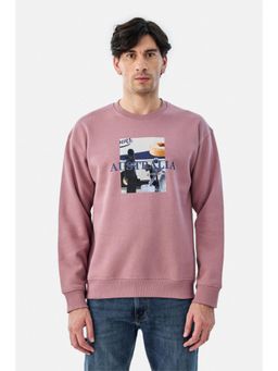 Snitch - Mauve Printed Full Sleeves Sweatshirt for Men