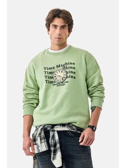 Snitch - Pastel Green Printed Full Sleeves Sweatshirt for Men