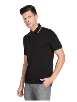 Arrow - Black Cotton Solid Polo T-Shirt