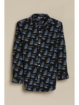 Allen Solly - Boys Black Cotton Slim Fit Shirt